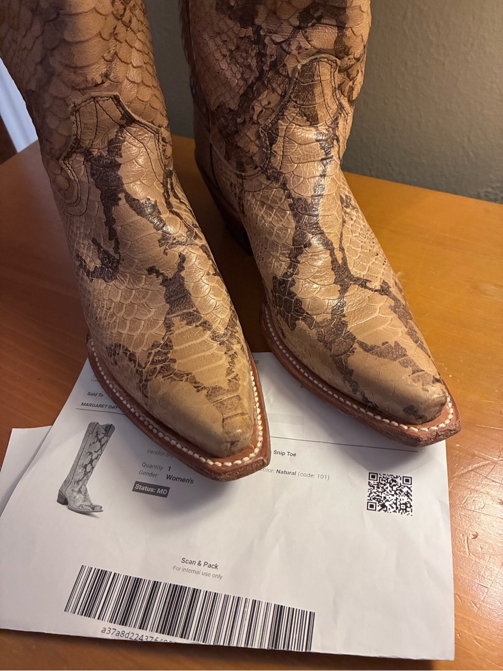 Snake-Print Western Boots
